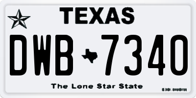 TX license plate DWB7340