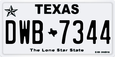 TX license plate DWB7344