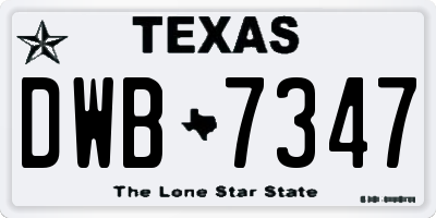 TX license plate DWB7347