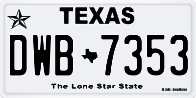 TX license plate DWB7353