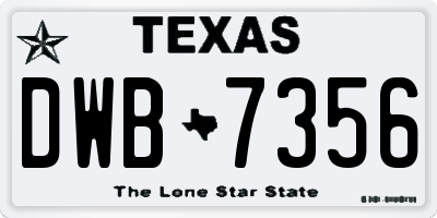TX license plate DWB7356