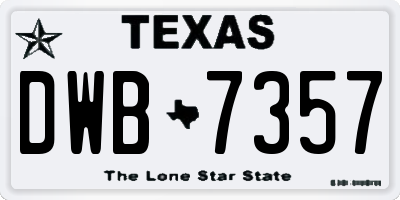 TX license plate DWB7357