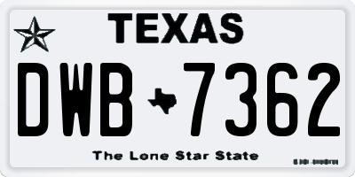 TX license plate DWB7362
