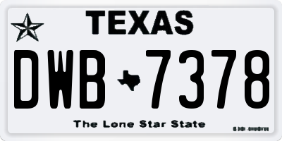 TX license plate DWB7378