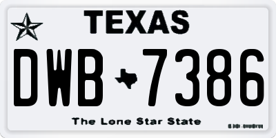 TX license plate DWB7386