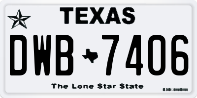 TX license plate DWB7406