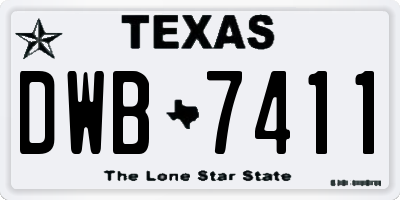 TX license plate DWB7411