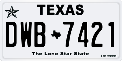 TX license plate DWB7421