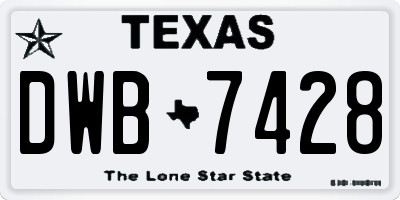 TX license plate DWB7428