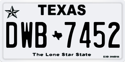 TX license plate DWB7452