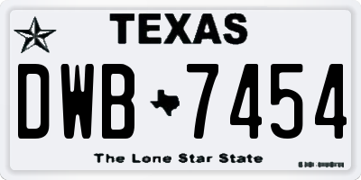 TX license plate DWB7454