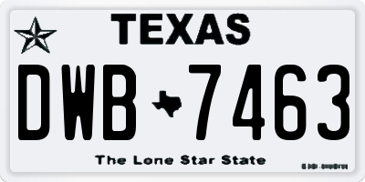 TX license plate DWB7463
