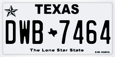 TX license plate DWB7464