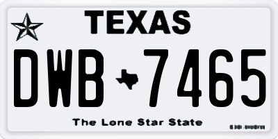 TX license plate DWB7465
