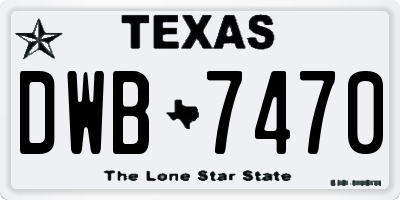 TX license plate DWB7470