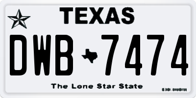 TX license plate DWB7474