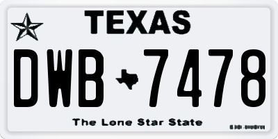 TX license plate DWB7478