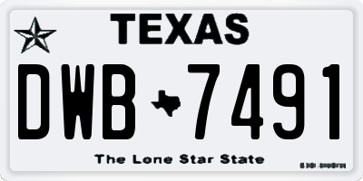 TX license plate DWB7491