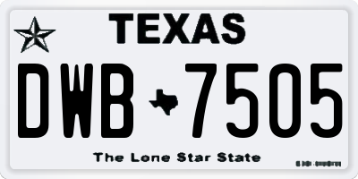TX license plate DWB7505