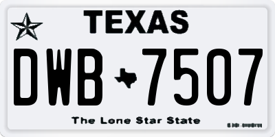 TX license plate DWB7507