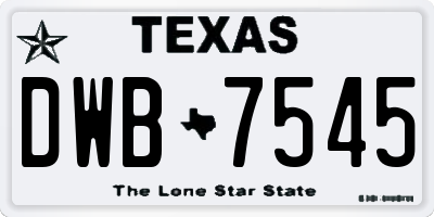 TX license plate DWB7545