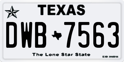 TX license plate DWB7563