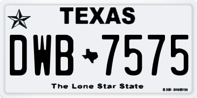 TX license plate DWB7575
