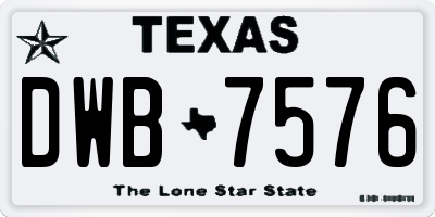 TX license plate DWB7576