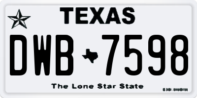 TX license plate DWB7598