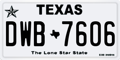 TX license plate DWB7606