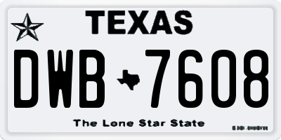 TX license plate DWB7608