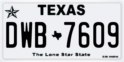 TX license plate DWB7609