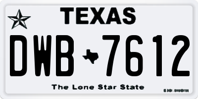 TX license plate DWB7612