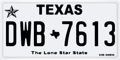 TX license plate DWB7613