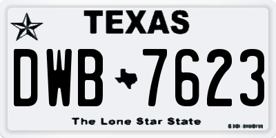 TX license plate DWB7623