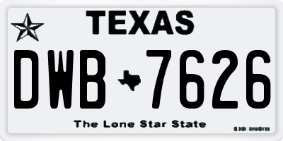 TX license plate DWB7626