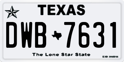 TX license plate DWB7631