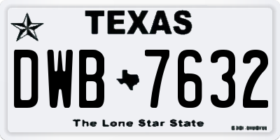 TX license plate DWB7632