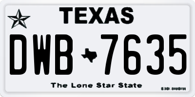 TX license plate DWB7635