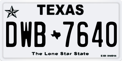 TX license plate DWB7640