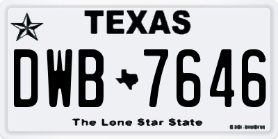 TX license plate DWB7646