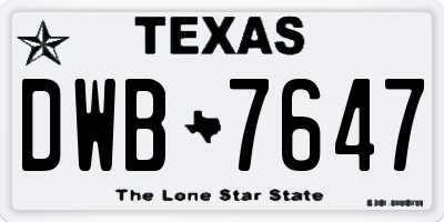 TX license plate DWB7647