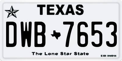 TX license plate DWB7653