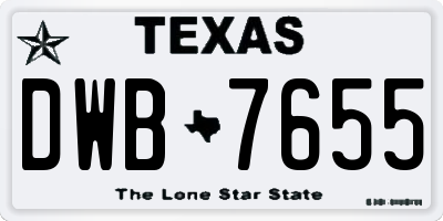 TX license plate DWB7655