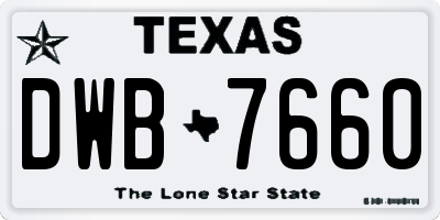 TX license plate DWB7660