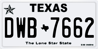 TX license plate DWB7662