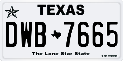 TX license plate DWB7665
