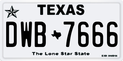 TX license plate DWB7666