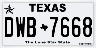 TX license plate DWB7668