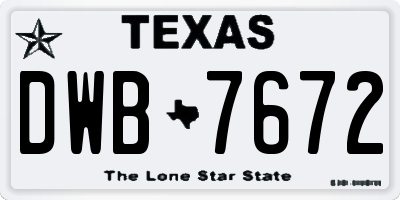 TX license plate DWB7672